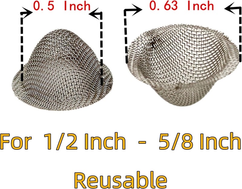 Ruilida Pipe Screens 70 Pcs 1/2 Inch-5/8 Inch Tapered Design Clean Screens 0.5 Inch-0.63 Inch 100% Stainless Steel Mesh with a Storage Box. - Image 2